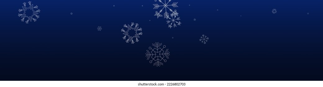 Gray Snowfall Vector Blue Panoramic Background. Light Snow Design. Silver Holiday Texture. Fantasy Snowflake Holiday.