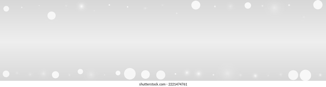 Gray Snowfall Vector Grey Panoramic Background. Xmas Snowflake Texture. White Holiday Backdrop. Winter Snow Banner.