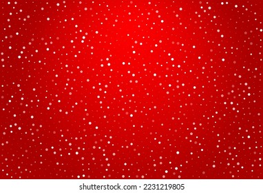 Gray Snowfall Vector Red Background. Light Silver Snowflake Holiday. Snow Falling Wallpaper.