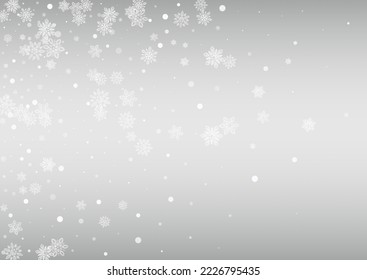 Gray Snowfall Vector Silver Background. New Blizzard Texture. White Holiday Transparent. Xmas Snowflake Wallpaper.