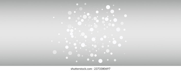 Gray Snowfall Vector Silver Panoramic Background. Fantasy Blizzard Holiday. Light Xmas Wallpaper. Christmas Snowflake Illustration.