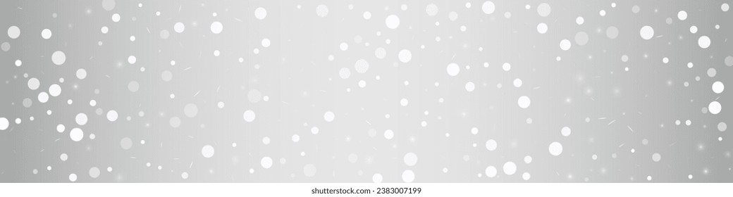 Gray Snowfall Vector Silver Panoramic Background. Holiday Snow Texture. White Abstract Illustration. Falling Blizzard Backdrop.