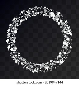 Gray Snowfall Vector Transparent Background. Sky Snowflake Holiday. Silver magic Pattern. Abstract Snow Banner.