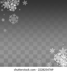 Gray Snowfall Vector Transparent Background. New White Snowflake Texture. Snow Christmas Holiday.