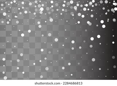 Gray Snowfall Vector Transparent Background. Holiday White Snow Holiday. Snowflake Xmas Pattern.