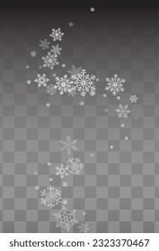 Gray Snowfall Vector Transparent Background. Abstract White Snow Pattern. Snowflake Holiday Texture.