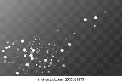 Gray Snowfall Vector Transparent Background. Abstract Snow Pattern. Winter New Backdrop. Xmas Blizzard Banner.