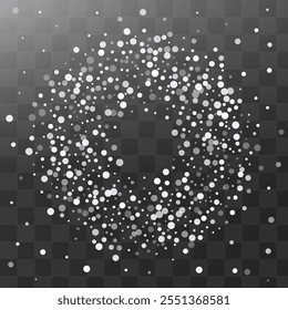 Gray Snowfall Vector Transparent Background. Holiday Snow Design. White Falling Card. Xmas Snowflake Holiday.