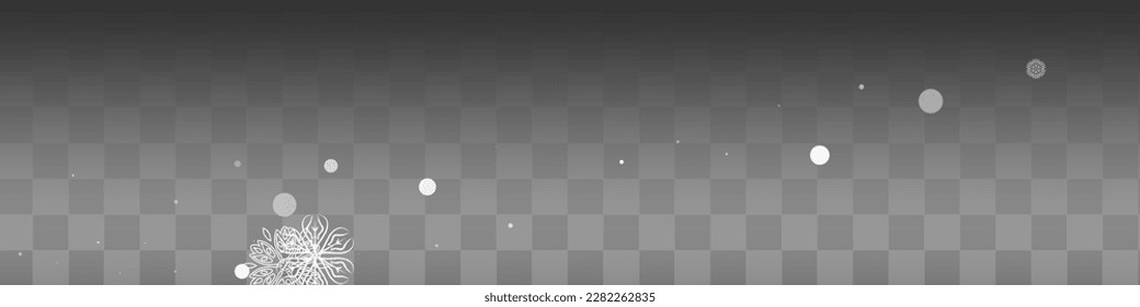 Gray Snowfall Vector Transparent Panoramic Background. Fantasy Snow Design. Silver Falling Wallpaper. Sky Snowflake Backdrop.