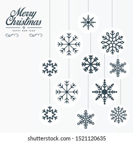 Gray snowflake hanging ropes on gray background