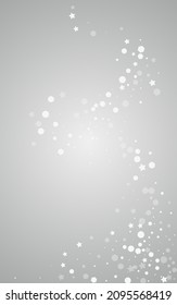 Gray Snowflake Vector Gray Background. Abstract Snow Transparent. Silver Winter Illustration. Fantasy Snowfall Banner.