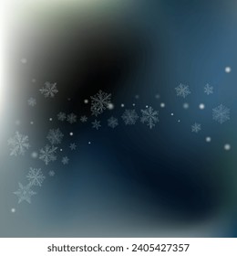 Gray Snowflake Vector Gray Background. Falling Snowfall Illustration. Silver Sky Backdrop. Light Snow Wallpaper.