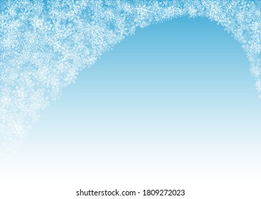 Gray Snowflake Vector Blue Background. Fantasy Snow Backdrop. Silver New Illustration. Xmas Snowfall Card.