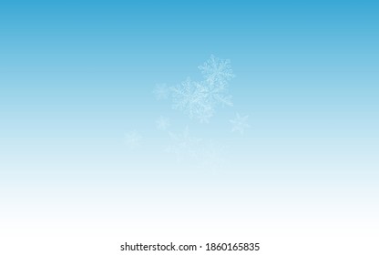 Gray Snowflake Vector Blue Background. Xmas Snow Illustration. Silver Fantasy Design. Falling Snowfall Wallpaper.