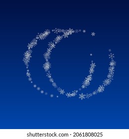 Gray Snowflake Vector Blue Background. New Snow Banner. White Fantasy Card. Winter Snowfall Holiday.