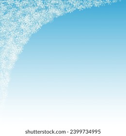 Gray Snowflake Vector Blue Background. Xmas Snow Banner. Silver Winter Design. New Snowfall Transparent.
