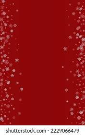 Gray Snowflake Vector Burgundy Background. magic Silver Snow Design. Snowfall Abstract Texture.