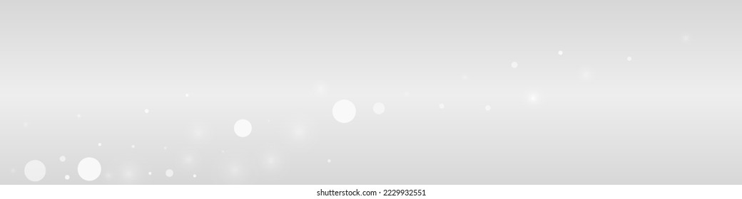 Gray Snowflake Vector Grey Panoramic Background. Light Snowfall Texture. Silver Xmas Card. Christmas Snow Pattern.