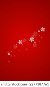 Gray Snowflake Vector Red Background. New Snowfall Wallpaper. Silver Holiday Holiday. Falling Snow Banner.