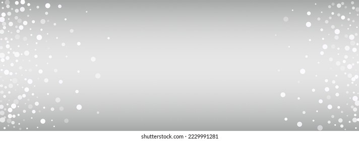 Gray Snowflake Vector Silver Panoramic Background. Fantasy Blizzard Banner. Light Magic Design. Abstract Snowfall Transparent.