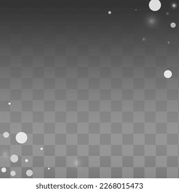 Gray Snowflake Vector Transparent Background. Christmas Snowfall Texture. White Light Backdrop. New Snow Banner.