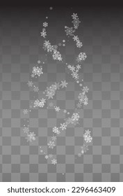 Gray Snowflake Vector Transparent Background. Xmas Silver Snow Texture. Snowfall New Backdrop.