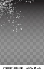 Gray Snowflake Vector Transparent Background. Sky Silver Snowfall Illustration. Snow Christmas Backdrop.