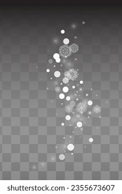 Gray Snowflake Vector Transparent Background. Falling Snow Pattern. White Christmas Backdrop. New Snowfall Holiday.