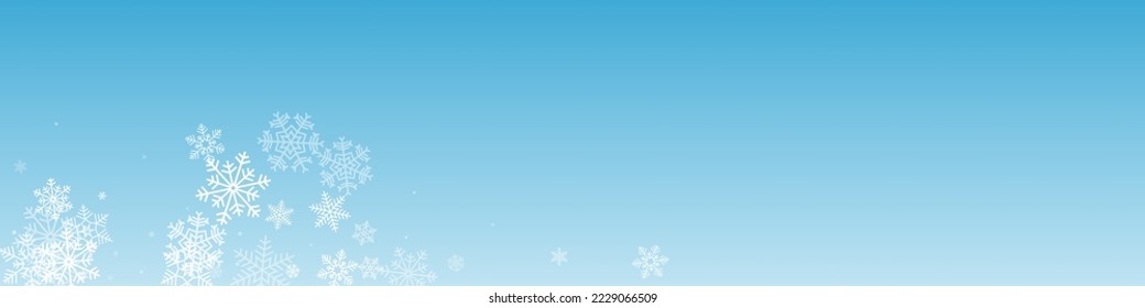 Gray Snowflake Vector Transparent Panoramic Background. Xmas White Snow Illustration. Snowfall Winter Card.