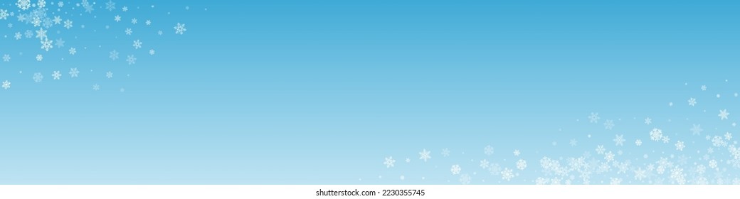 Gray Snowflake Vector Transparent Panoramic Background. Sky Silver Snow Banner. Snowfall Light Texture.