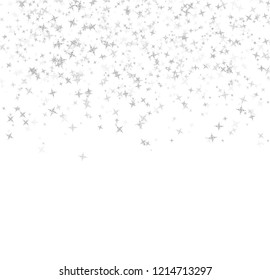 Gray snowflakes falling from the sky on white background. Abstract Background. Glitter pattern for banner. Vector illustration for winter holidays.