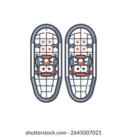 Gray snowshoes sit upright winter equipment isolated background