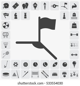 Gray soccer corner icon illustration isolated vector, flag sign symbol