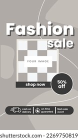 gray social media design about online shop
