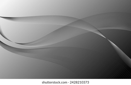 líneas suaves grises ondean curvas con degradado suave fondo abstracto