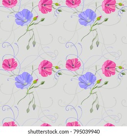 Gray soft seamless with flowers