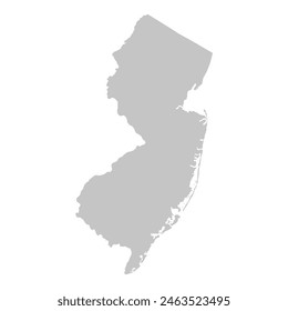 Gray solid map of the state of New Jersey