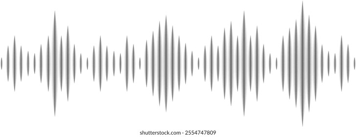 Gray sound waves are visualizing digital voice, radio signal frequency and abstract music waves on white background, creating a tune equalizer vector set