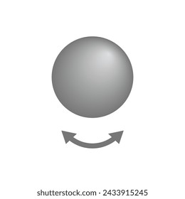 Gray sphere with rotate arrow icon. Vector illustration.