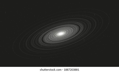 Gray Spiral Black Hole on Black Galaxy Background.planet and physics concept design,vector illustration.