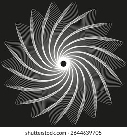 Ícone de espiral cinza. Vetor de espiral abstrato. Forma de vórtice geométrico. Design radial escuro.
