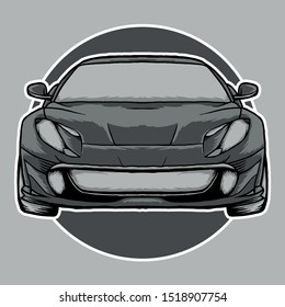 gray sport car illustration. performance car t shirt design