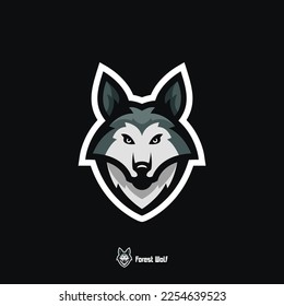 Plantilla de logotipo del lobo del bosque Gray Sport Forest Wolf