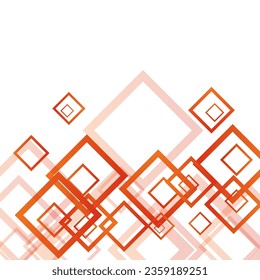 Gray Square Architecture Vector Background. Digital Ornament Illustration. Orange Mosaic Backdrop. White Technology Wallpaper.