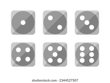 Gray square face cube one two three four five six dot of game dice flat icon vector design