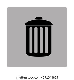gray square frame with silhouette metal trash bin vector illustration