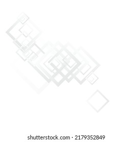 Gray Square Graphic Vector  Background. Technology Rectangle Poster. White Digital Pattern. Grey Creative Banner.