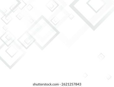 Gray Square Graphic Vector  Background. Modern Ornament Wallpaper. Grey Mosaic Banner. White Web Texture.