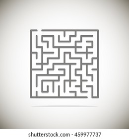 gray square maze with entrance and exit on gray-white background