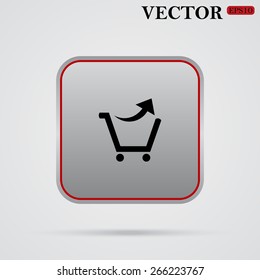 Gray square with a red stroke on a white background with shadow.  remove from the shopping cart, vector illustration, EPS 10